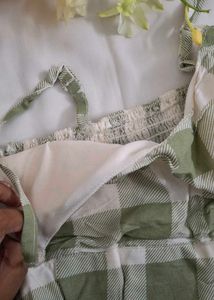 Green Gingham Crop Top