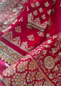 Red Embroidered Lehenga