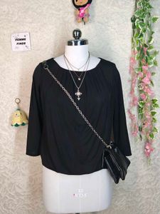 H&M Chic Black Gathered Neck Top