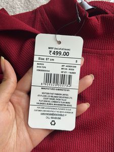 knitted Red One-Shoulder Top