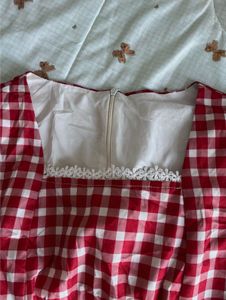 Red Gingham Lace Trim Dress