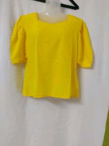 Bright Yellow Puff Sleeve Top