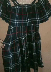 Black &amp; White Plaid Off-Shoulder dress