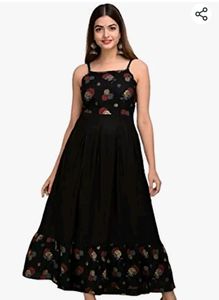 Black Long Sleeveless Ethnic Wear