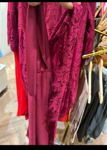 Plus Size Burgundy Lace Party Dress