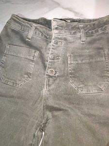Olive Green Straight Jeans