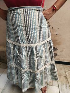 Boho Striped Tiered Maxi Skirt