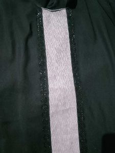 Elegant Black Abaya with Embellished Panel