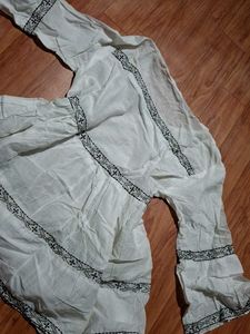 White Embroidered Tiered Kurta