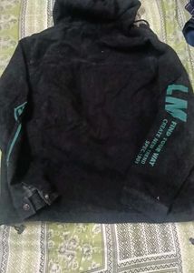 Black Suede Hooded Jacket