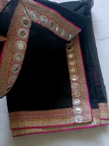 Elegant Black Saree with Embellished Border