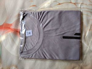 Men's Grey T-Shirt with Vertical Stripe Detail