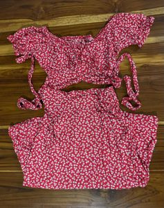 Co-ord set Red Floral Print
