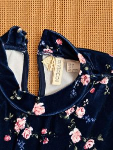 Velvet high neck Floral Dress