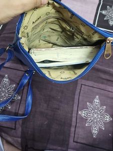 Blue Crossbody Bag with Tassel Charm