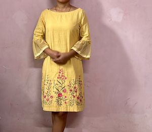 Yellow Embroidered Kurta