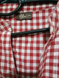 Red &amp; White Checkered Kurta