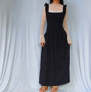 Black Maxi Pinafore Dress