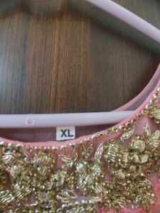 Elegant Pink &amp; Gold Anarkali Dress,Gown