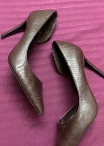 MANGO CROC COFFEE BROWN Stiletto Heels