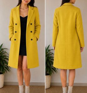 Vibrant Yellow Double-Breasted Coat
