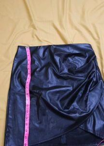 Shein Faux Leather Ruched Wrap Mini Skirt