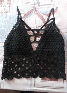 Black Crochet Bralette Top