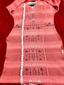 Peach Knit Woollen Kurta With Pocket 🌸