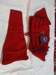 Red Embroidered Sweater Dress
