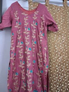 Embroidered Silk Suit with Salwaar & Dupatta