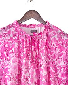 Chic Pink Floral Tiered Mini Dress