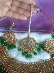 Unused Green kundan Jewellery Set