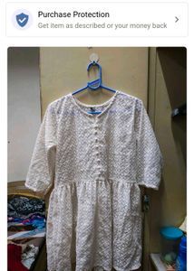 White Chikan Georgette Tunic Top