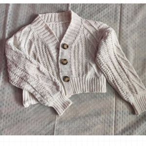 Cream Cable Knit Cropped Cardigan