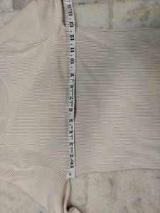 Zara Cream Ribbed Long Sleeve Top