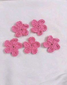 Pink Crochet Flower Buttons Decor