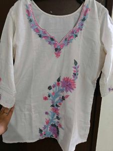 Embroidered White Kurta
