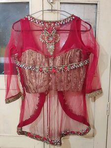 Girlish Look 4 Pieces Red Lehnga Set