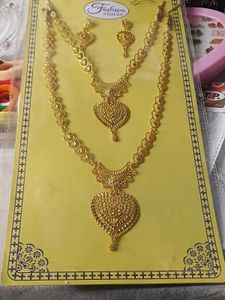 Gold Toned Necklace and Earrings Set