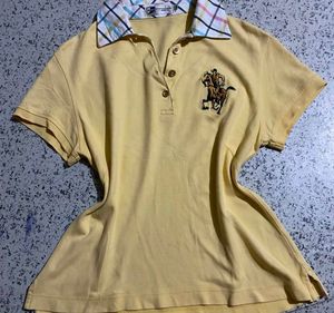 Yellow Polo Shirt with Horse Emblem