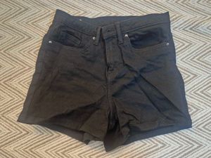 Classic Black Denim Shorts