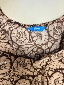 Elegant Brown Floral Print Kurta
