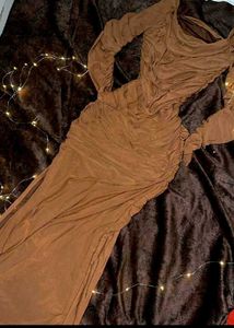Chic Ruched Long Sleeve Maxi Dress