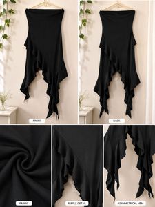 Black Asymmetrical Waterfall Hem Tube Dress