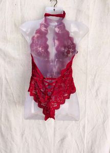 I. Sexy Red Lace Teddy Lingerie