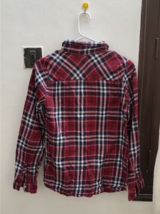 Red Plaid Button-Up Shirt
