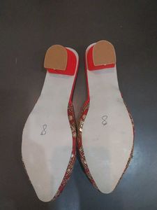 Embroidered Red &amp; Gold Heels