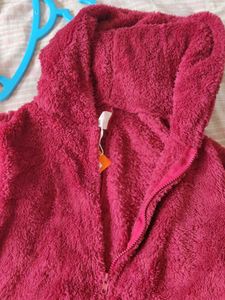 Urbanic Cozy Red Fleece Hooded Jumpsuit