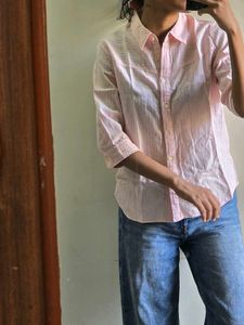 Chic Pink Striped Button-Up Shirt