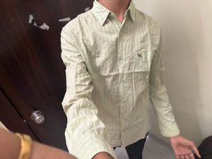 The bear house Light Green Striped Casual Shirt